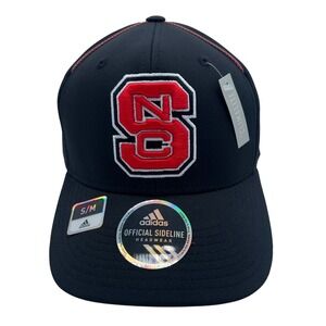 NC State Wolfpack Adidas Sideline Climalite Hat Cap S/M‎ Black Red Baseball